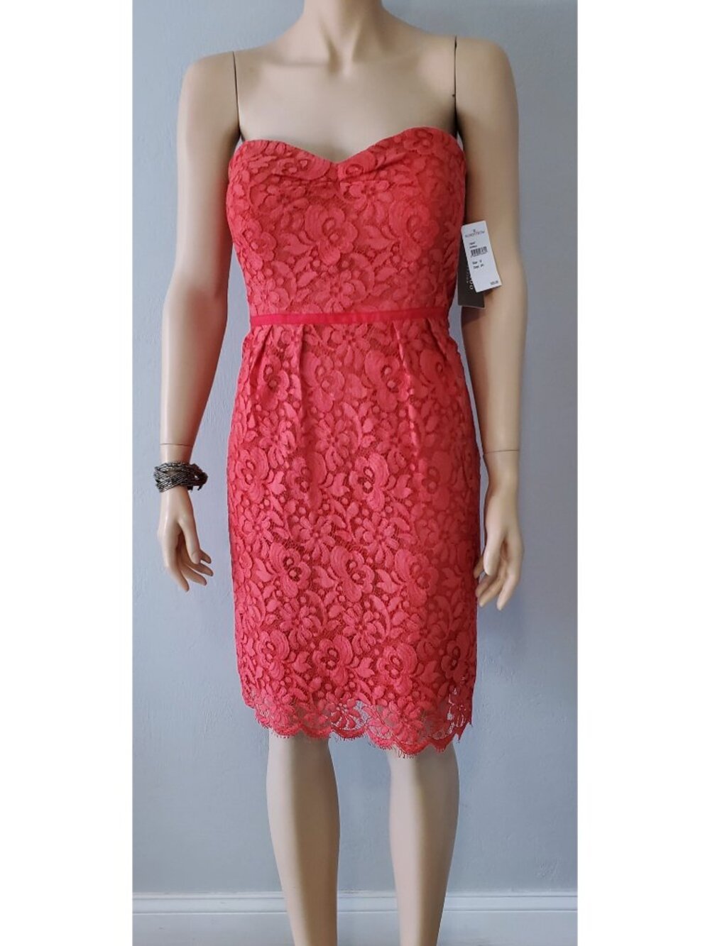Jenny Yoo Lace Strapless Dress Sz 10 Paprika Wedding Guest Cocktail Floral